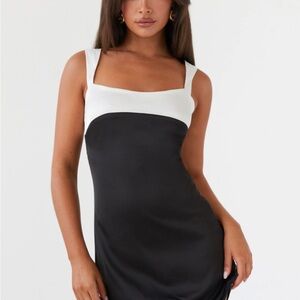 Peppermayo Odette Satin Mini Dress - Onyx
